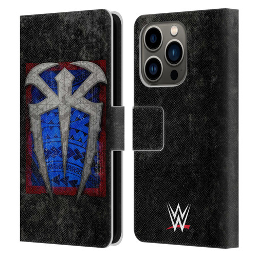 WWE Roman Reigns Distressed Logo Leather Book Wallet Case Cover For Apple iPhone 14 Pro