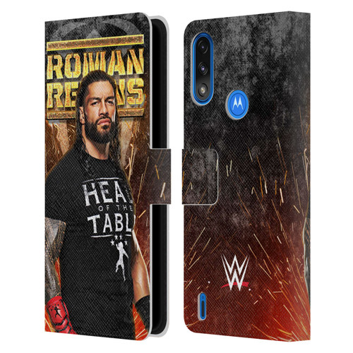 WWE Roman Reigns Grunge Leather Book Wallet Case Cover For Motorola Moto E7 Power / Moto E7i Power
