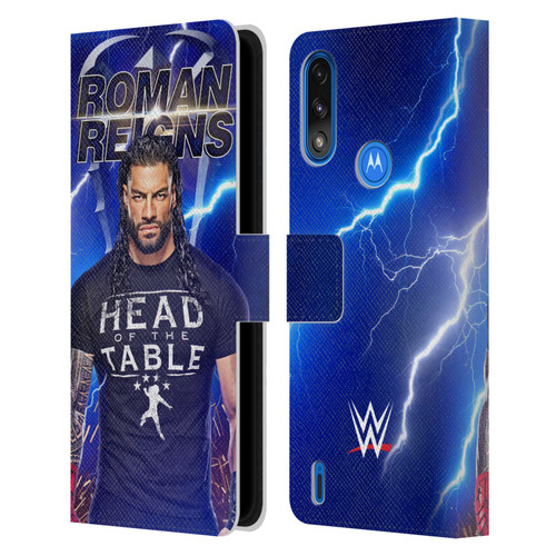 WWE Roman Reigns Lightning Leather Book Wallet Case Cover For Motorola Moto E7 Power / Moto E7i Power