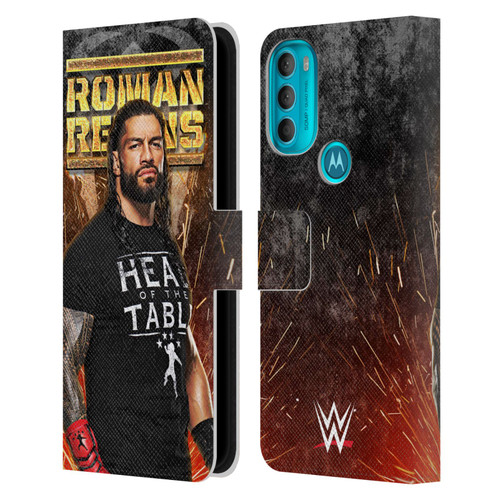 WWE Roman Reigns Grunge Leather Book Wallet Case Cover For Motorola Moto G71 5G