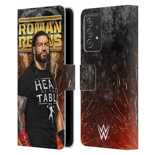 WWE Roman Reigns Grunge Leather Book Wallet Case Cover For Samsung Galaxy A52 / A52s / 5G (2021)
