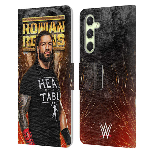 WWE Roman Reigns Grunge Leather Book Wallet Case Cover For Samsung Galaxy A54 5G