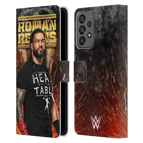 WWE Roman Reigns Grunge Leather Book Wallet Case Cover For Samsung Galaxy A73 5G (2022)