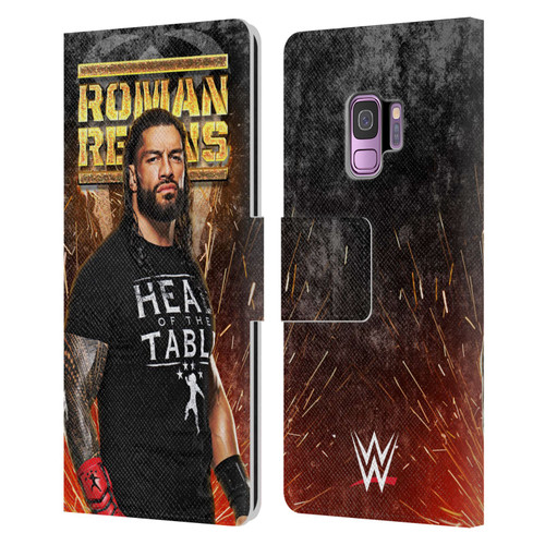 WWE Roman Reigns Grunge Leather Book Wallet Case Cover For Samsung Galaxy S9