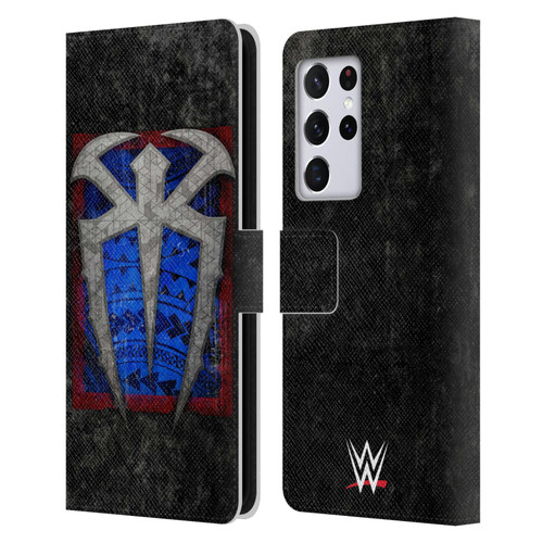 WWE Roman Reigns Distressed Logo Leather Book Wallet Case Cover For Samsung Galaxy S21 Ultra 5G