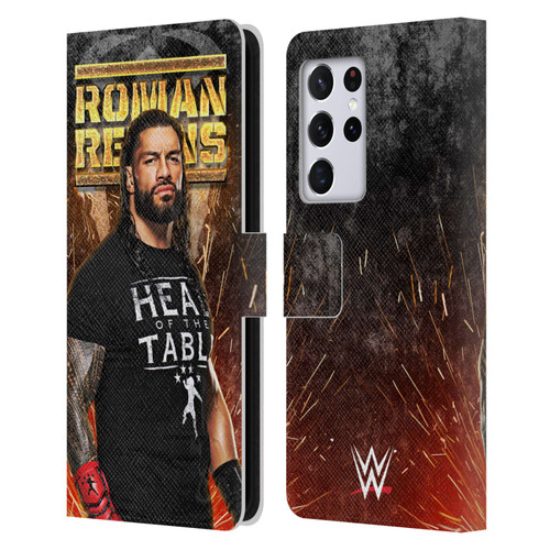 WWE Roman Reigns Grunge Leather Book Wallet Case Cover For Samsung Galaxy S21 Ultra 5G