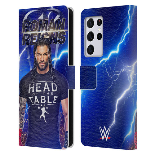 WWE Roman Reigns Lightning Leather Book Wallet Case Cover For Samsung Galaxy S21 Ultra 5G