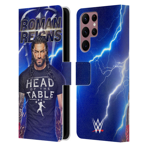 WWE Roman Reigns Lightning Leather Book Wallet Case Cover For Samsung Galaxy S22 Ultra 5G