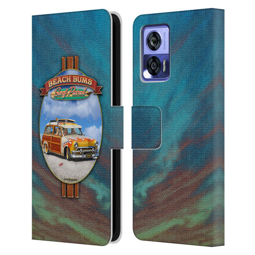 Larry Grossman Retro Collection Beach Bums Surf Patrol Leather Book Wallet Case Cover For Motorola Edge 30 Neo 5G