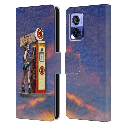 Larry Grossman Retro Collection Gasoline Girl Leather Book Wallet Case Cover For Motorola Edge 30 Neo 5G