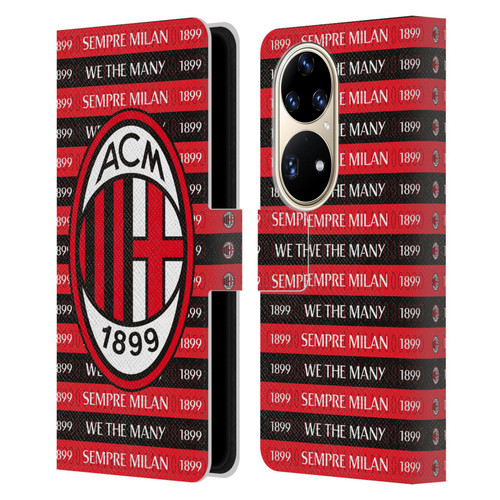 AC Milan Art Sempre Milan 1899 Leather Book Wallet Case Cover For Huawei P50 Pro