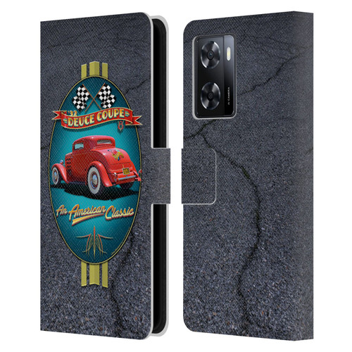 Larry Grossman Retro Collection Deuce Coupe Classic Leather Book Wallet Case Cover For OPPO A57s