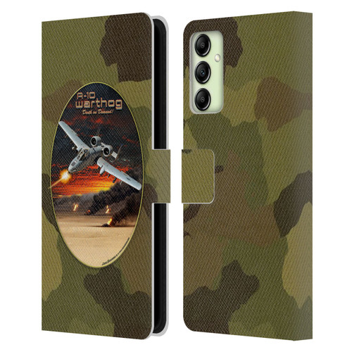 Larry Grossman Retro Collection A-10 Warthog Leather Book Wallet Case Cover For Samsung Galaxy A14 5G