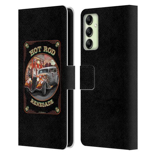 Larry Grossman Retro Collection Hot Rod Renegade Leather Book Wallet Case Cover For Samsung Galaxy A14 5G