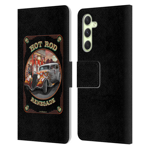 Larry Grossman Retro Collection Hot Rod Renegade Leather Book Wallet Case Cover For Samsung Galaxy A54 5G