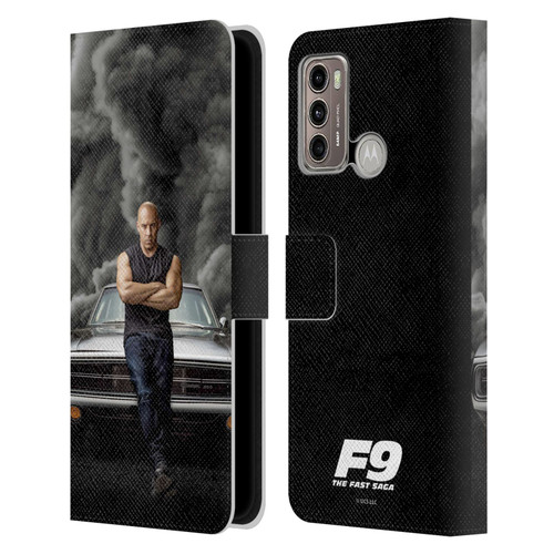 Fast & Furious Franchise Key Art F9 The Fast Saga Dom Leather Book Wallet Case Cover For Motorola Moto G60 / Moto G40 Fusion