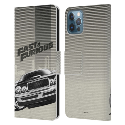 Fast & Furious Franchise Logo Art Halftone Car Leather Book Wallet Case Cover For Apple iPhone 12 / iPhone 12 Pro