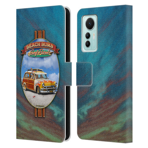 Larry Grossman Retro Collection Beach Bums Surf Patrol Leather Book Wallet Case Cover For Xiaomi 12 Lite