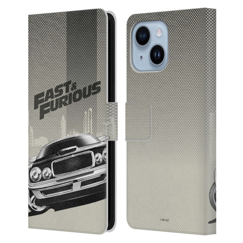 Fast & Furious Franchise Logo Art Halftone Car Leather Book Wallet Case Cover For Apple iPhone 14 Plus