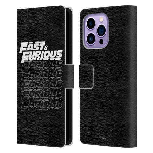 Fast & Furious Franchise Logo Art Black Text Leather Book Wallet Case Cover For Apple iPhone 14 Pro Max