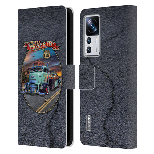 Larry Grossman Retro Collection Keep on Truckin' Rt. 66 Leather Book Wallet Case Cover For Xiaomi 12T Pro