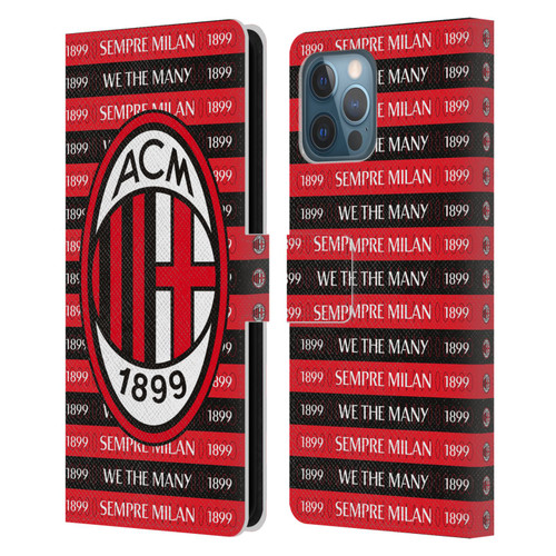 AC Milan Art Sempre Milan 1899 Leather Book Wallet Case Cover For Apple iPhone 12 Pro Max