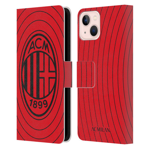 AC Milan Art Red And Black Leather Book Wallet Case Cover For Apple iPhone 13