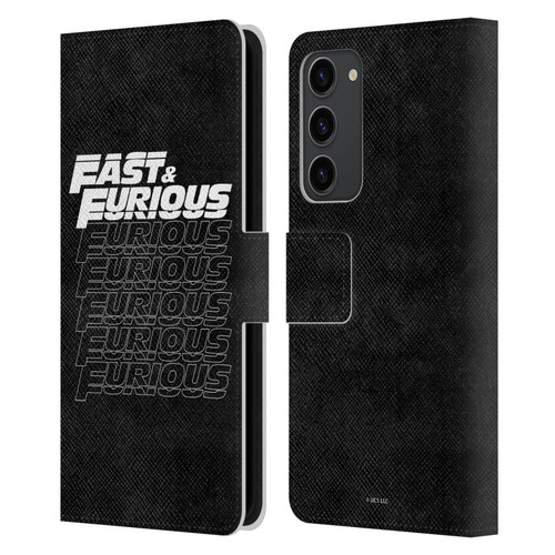 Fast & Furious Franchise Logo Art Black Text Leather Book Wallet Case Cover For Samsung Galaxy S23+ 5G