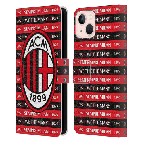 AC Milan Art Sempre Milan 1899 Leather Book Wallet Case Cover For Apple iPhone 13