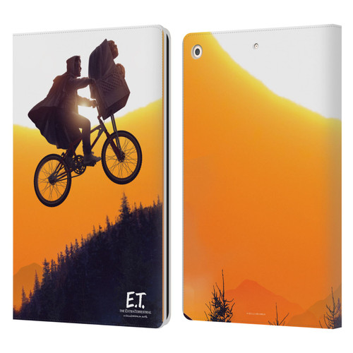 E.T. Graphics Riding Bike Sunset Leather Book Wallet Case Cover For Apple iPad 10.2 2019/2020/2021