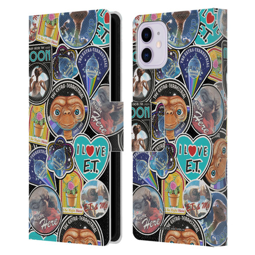 E.T. Graphics Sticker Prints Leather Book Wallet Case Cover For Apple iPhone 11