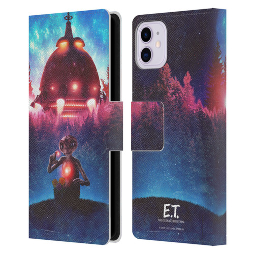 E.T. Graphics Spaceship Leather Book Wallet Case Cover For Apple iPhone 11