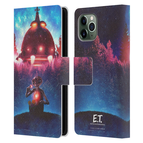 E.T. Graphics Spaceship Leather Book Wallet Case Cover For Apple iPhone 11 Pro