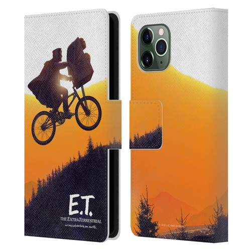 E.T. Graphics Riding Bike Sunset Leather Book Wallet Case Cover For Apple iPhone 11 Pro