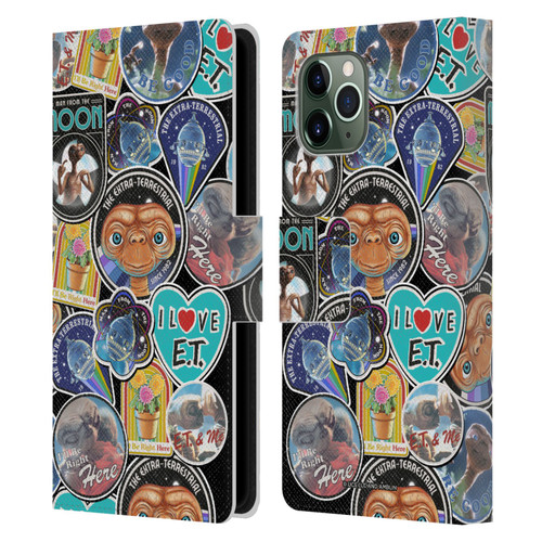 E.T. Graphics Sticker Prints Leather Book Wallet Case Cover For Apple iPhone 11 Pro