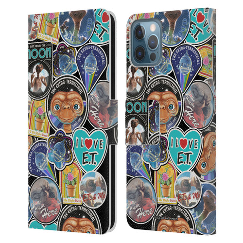 E.T. Graphics Sticker Prints Leather Book Wallet Case Cover For Apple iPhone 12 / iPhone 12 Pro