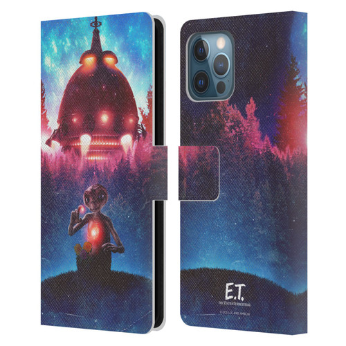 E.T. Graphics Spaceship Leather Book Wallet Case Cover For Apple iPhone 12 Pro Max