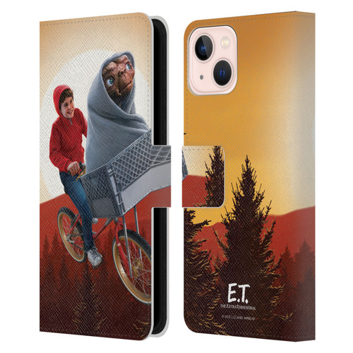 E.T. Graphics Elliot And E.T. Leather Book Wallet Case Cover For Apple iPhone 13