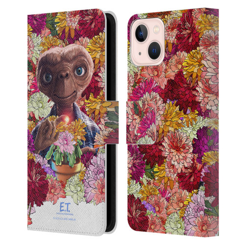 E.T. Graphics Floral Leather Book Wallet Case Cover For Apple iPhone 13
