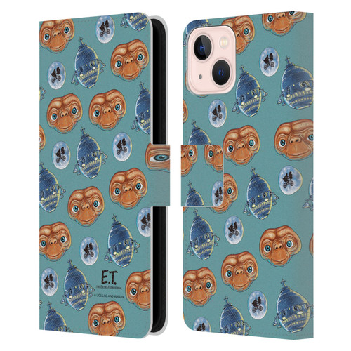 E.T. Graphics Pattern Leather Book Wallet Case Cover For Apple iPhone 13