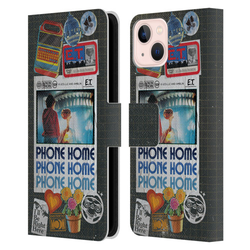 E.T. Graphics Phone Home Collage Leather Book Wallet Case Cover For Apple iPhone 13