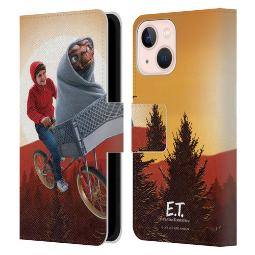 E.T. Graphics Elliot And E.T. Leather Book Wallet Case Cover For Apple iPhone 13 Mini