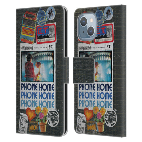 E.T. Graphics Phone Home Collage Leather Book Wallet Case Cover For Apple iPhone 14