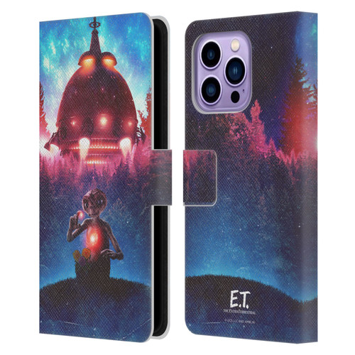 E.T. Graphics Spaceship Leather Book Wallet Case Cover For Apple iPhone 14 Pro Max