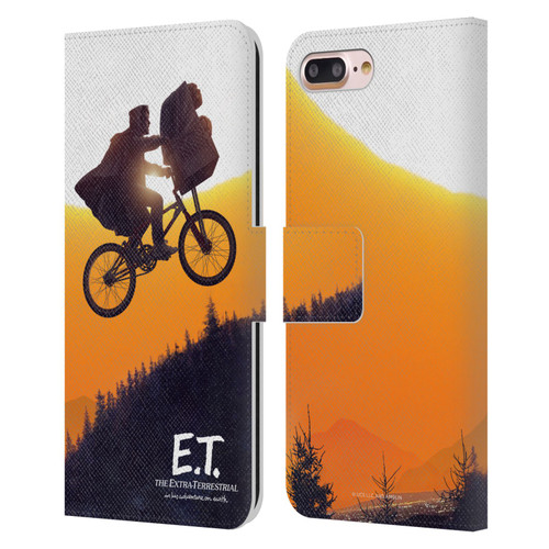 E.T. Graphics Riding Bike Sunset Leather Book Wallet Case Cover For Apple iPhone 7 Plus / iPhone 8 Plus