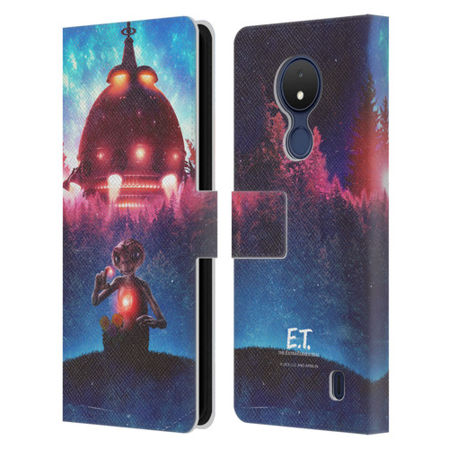 E.T. Graphics Spaceship Leather Book Wallet Case Cover For Nokia C21