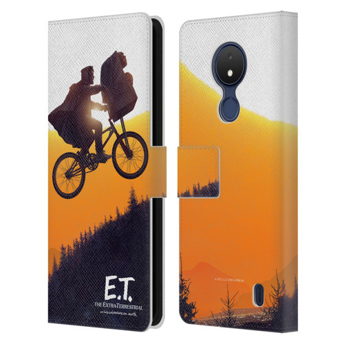 E.T. Graphics Riding Bike Sunset Leather Book Wallet Case Cover For Nokia C21