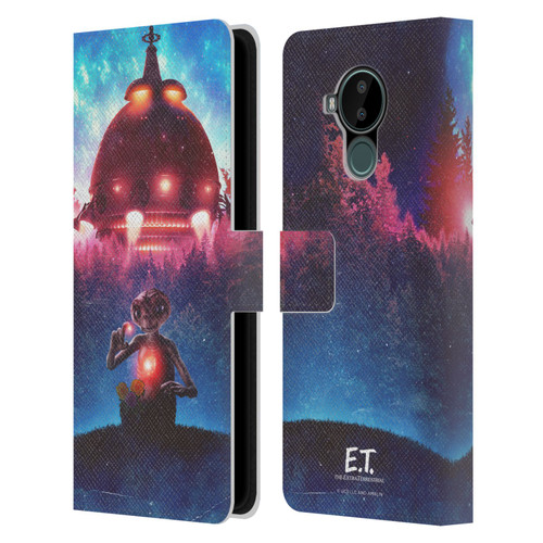 E.T. Graphics Spaceship Leather Book Wallet Case Cover For Nokia C30