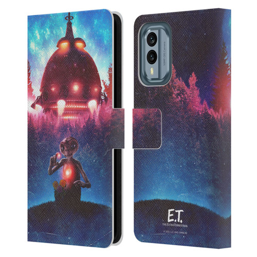E.T. Graphics Spaceship Leather Book Wallet Case Cover For Nokia X30