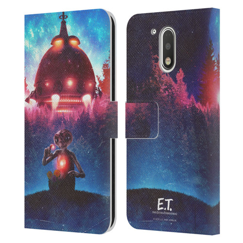 E.T. Graphics Spaceship Leather Book Wallet Case Cover For Motorola Moto G41